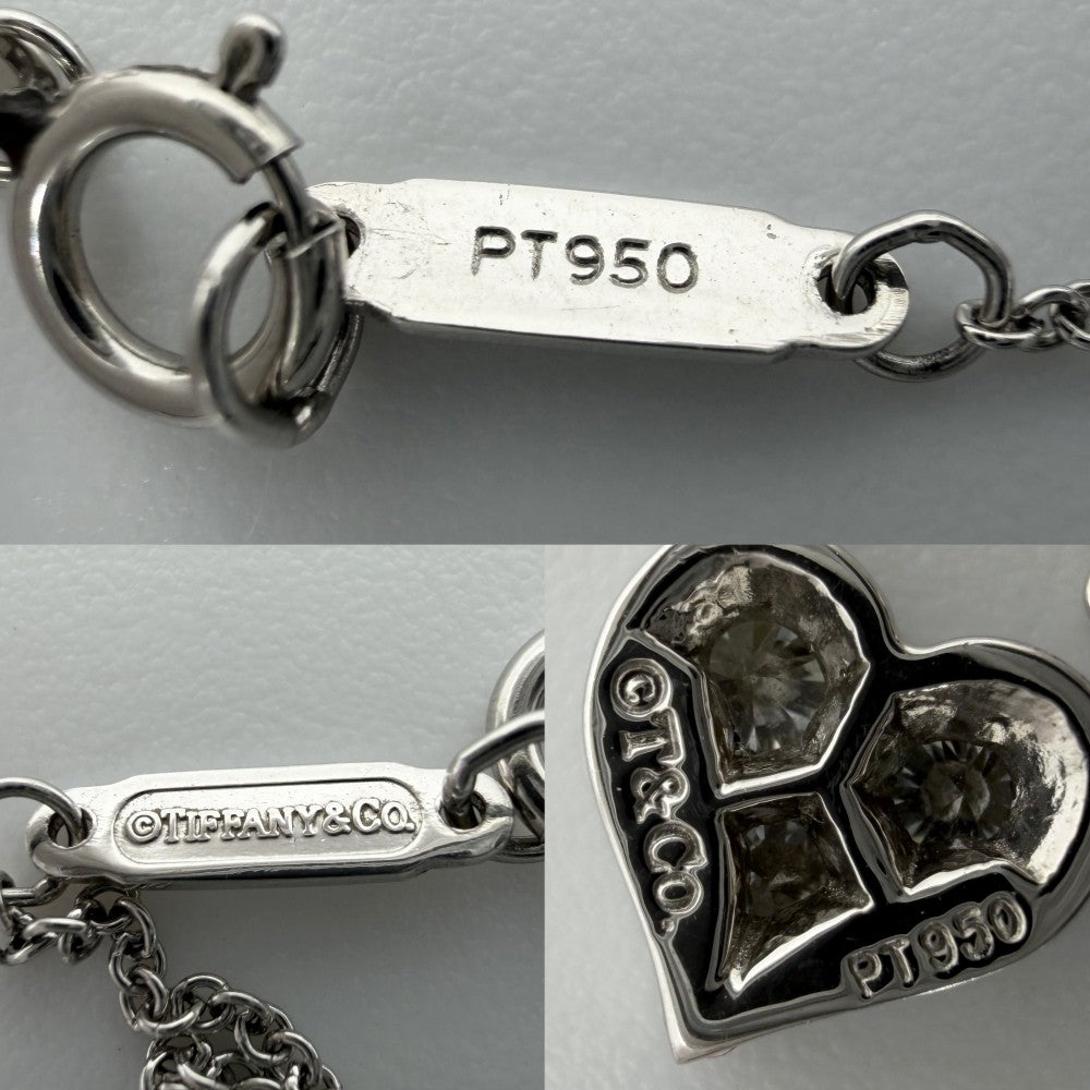 TIFFANY&Co. ティファニー ネックレス センチメンタル ハート ジュエリー アクセサリー Pt950プラチナ ダイヤモンド レディース 約3.3g【中古品】