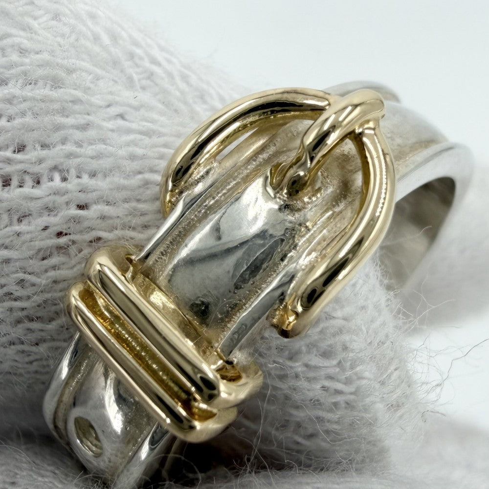 【開店SALE】 HERMES エルメス 指輪 サンチュール リング アクセサリー ジュエリー ベルトモチーフ Au750 18金 シルバー925 K18ゴールド 約9.5号 レディース 約4.4g【中古品】