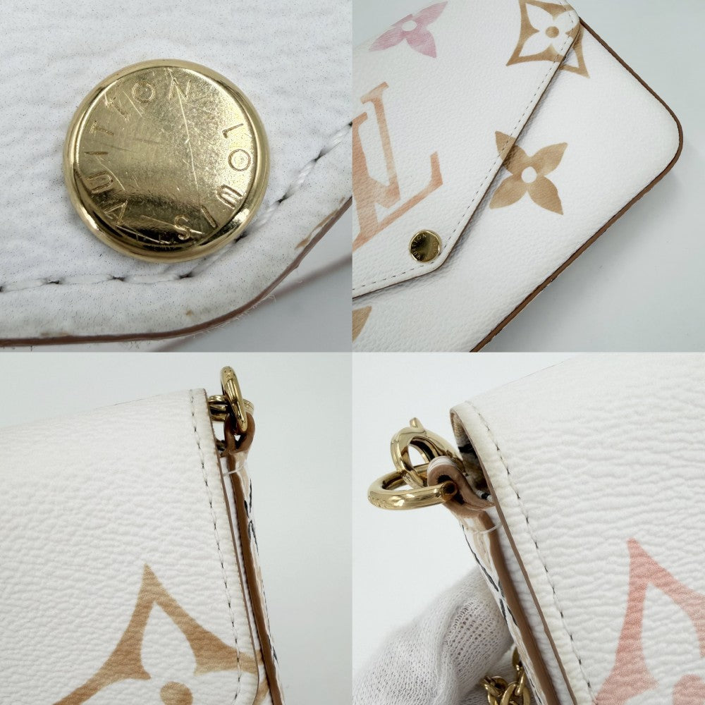 【開店SALE】 LOUIS VUITTON ルイヴィトン ショルダーバッグ モノグラムアンプラント ポシェットフェリシー バイザプール チェーンウォレット M82520 ホワイト 白 ピンク ゴールド金具 レディース【中古品】
