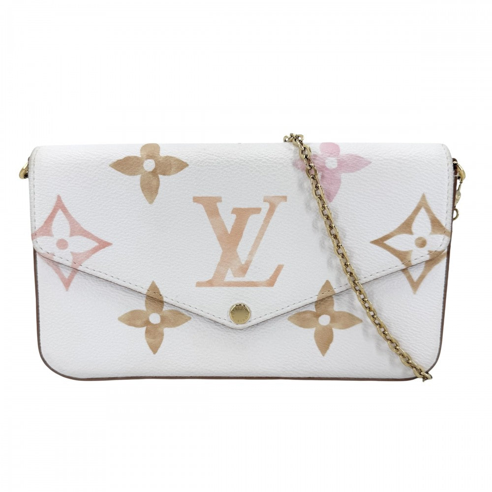【開店SALE】 LOUIS VUITTON ルイヴィトン ショルダーバッグ モノグラムアンプラント ポシェットフェリシー バイザプール チェーンウォレット M82520 ホワイト 白 ピンク ゴールド金具 レディース【中古品】