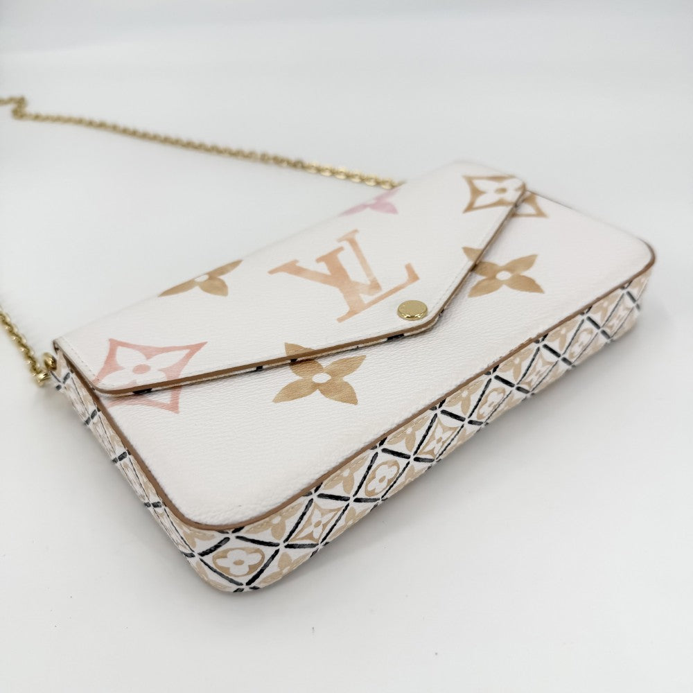 【開店SALE】 LOUIS VUITTON ルイヴィトン ショルダーバッグ モノグラムアンプラント ポシェットフェリシー バイザプール チェーンウォレット M82520 ホワイト 白 ピンク ゴールド金具 レディース【中古品】