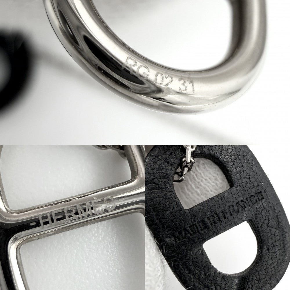 【開店SALE】 HERMES エルメス ネックレス O'MAILLON オーマイヨン シェーヌダンクル ペンダント アクセサリー レザー シルバー ブラック 黒 レディース 約4.3g【中古品】