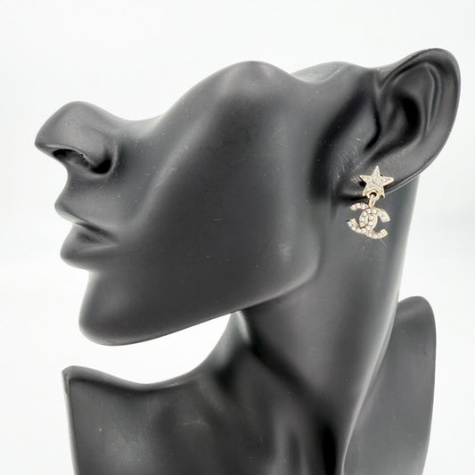CHANEL シャネル ピアス ココマーク スイング アクセサリー スター 星 GP ラインストーン ABB278 F23A ゴールド レディース 約4.1g 2023年【中古品】