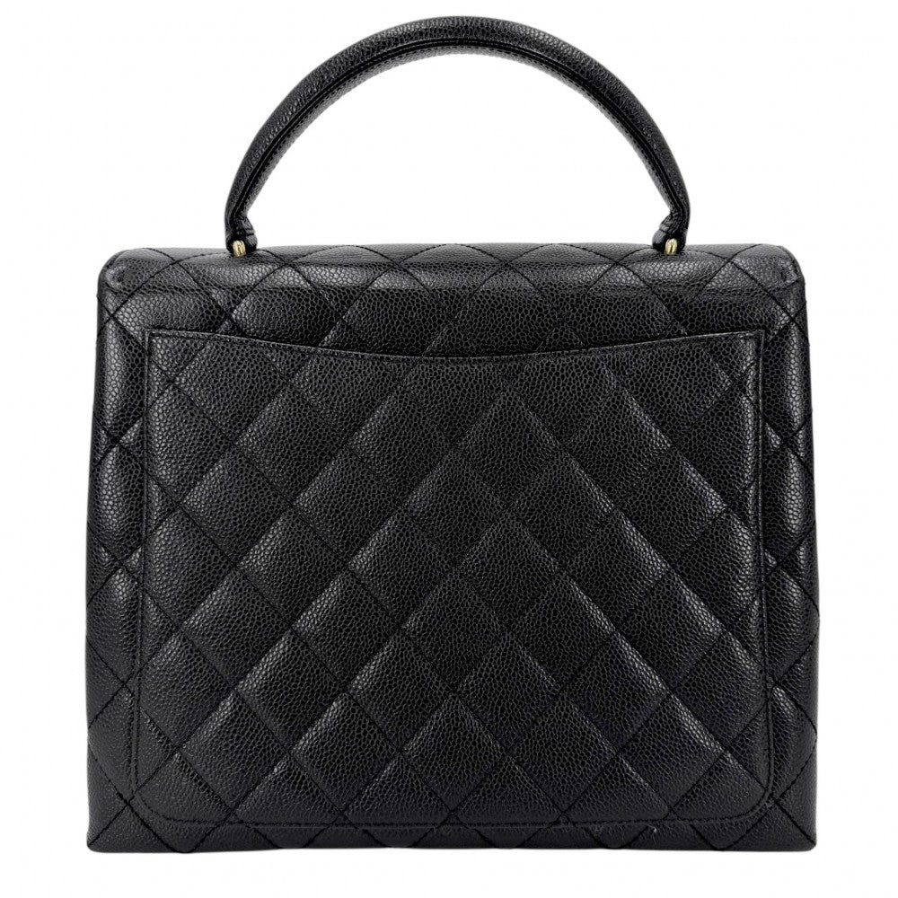 CHANEL シャネル ハンドバッグ マトラッセ ココマーク ターンロック トップハンドル A12397 キャビアスキン ブラック 黒 ゴールド金具 レディース【中古品】