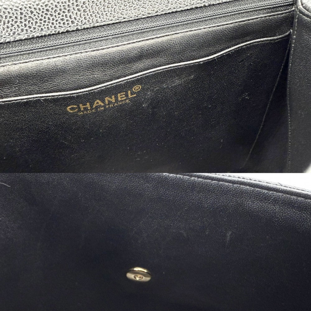 CHANEL シャネル ハンドバッグ マトラッセ ココマーク ターンロック トップハンドル A12397 キャビアスキン ブラック 黒 ゴールド金具 レディース【中古品】