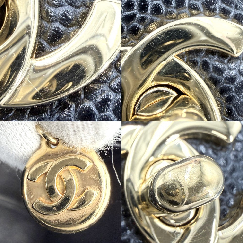 CHANEL シャネル ハンドバッグ マトラッセ ココマーク ターンロック トップハンドル A12397 キャビアスキン ブラック 黒 ゴールド金具 レディース【中古品】