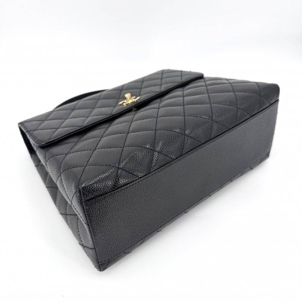CHANEL シャネル ハンドバッグ マトラッセ ココマーク ターンロック トップハンドル A12397 キャビアスキン ブラック 黒 ゴールド金具 レディース【中古品】