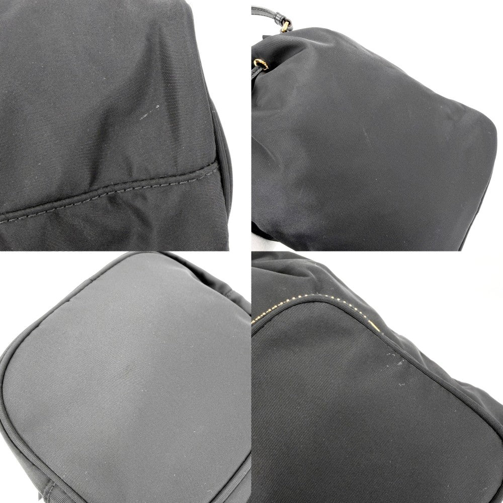 PRADA プラダ 2WAY デュエット バケットバッグ ハンドバッグ ショルダーバッグ 巾着バッグ 1BH038 ナイロン レザー ブラック 黒 ゴールド金具 レディース【中古品】