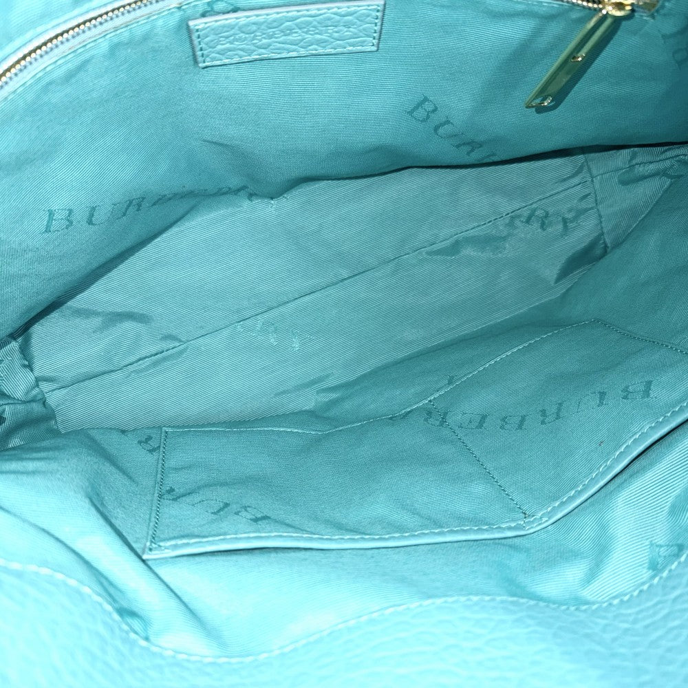 BURBERRY バーバリー 2WAY トートバッグ ショルダーバッグ レザー ターコイズブルー ゴールド金具 レディース【中古品】