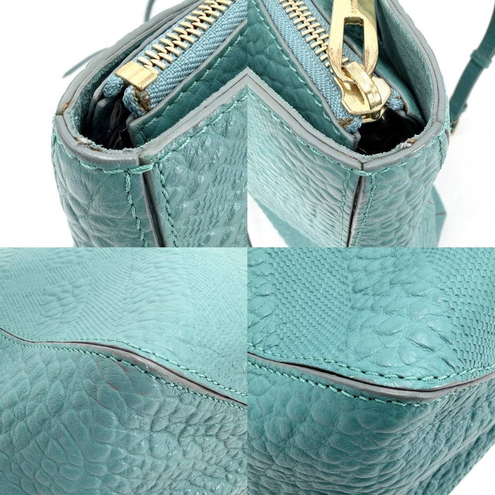 BURBERRY バーバリー 2WAY トートバッグ ショルダーバッグ レザー ターコイズブルー ゴールド金具 レディース【中古品】