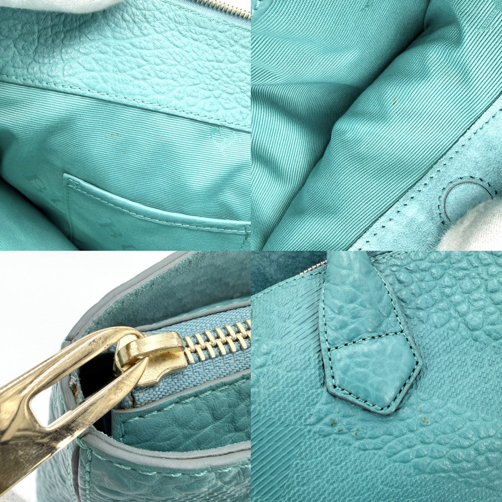 BURBERRY バーバリー 2WAY トートバッグ ショルダーバッグ レザー ターコイズブルー ゴールド金具 レディース【中古品】
