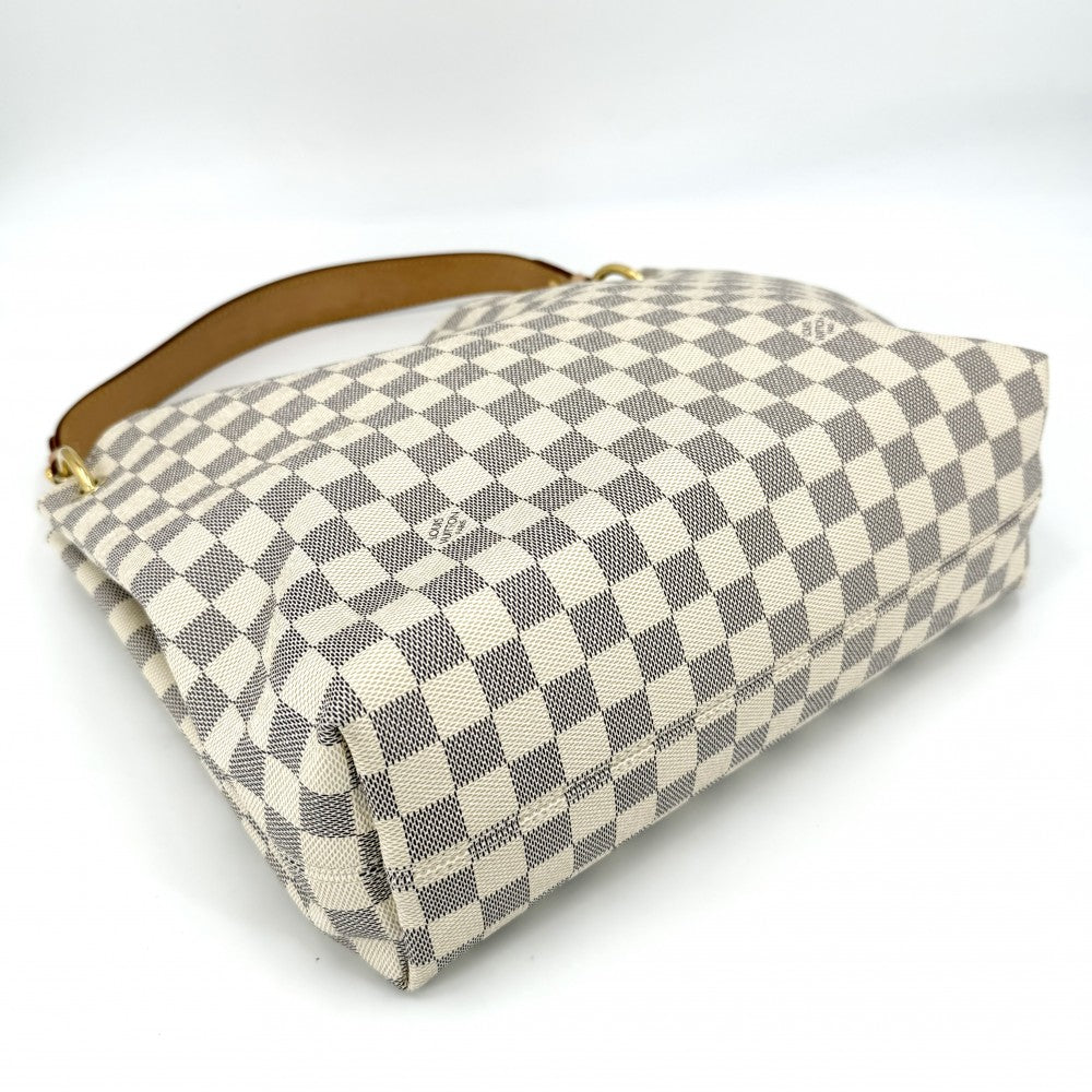【開店SALE】 LOUIS VUITTON ルイヴィトン ハンドバッグ GLACEFUL PM ダミエアズール グレースフルPM ワンハンドル N42249 ホワイト 白 ゴールド金具 レディース【中古品】