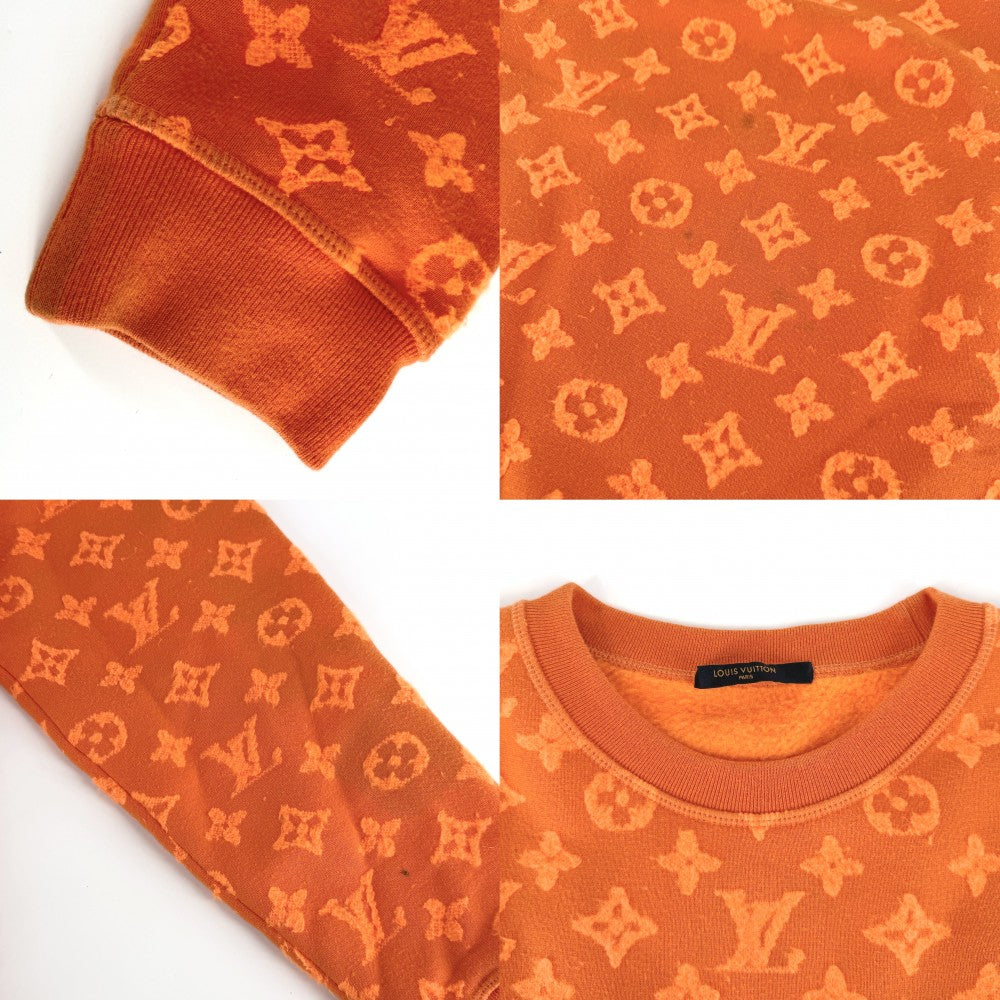 LOUIS VUITTON ルイヴィトン スウェット モノグラム ジャガード トップス クルーネック トレーナー 長袖 アパレル 服 L オレンジ 秋 冬 コットン アクリル ウール メンズ【中古品】