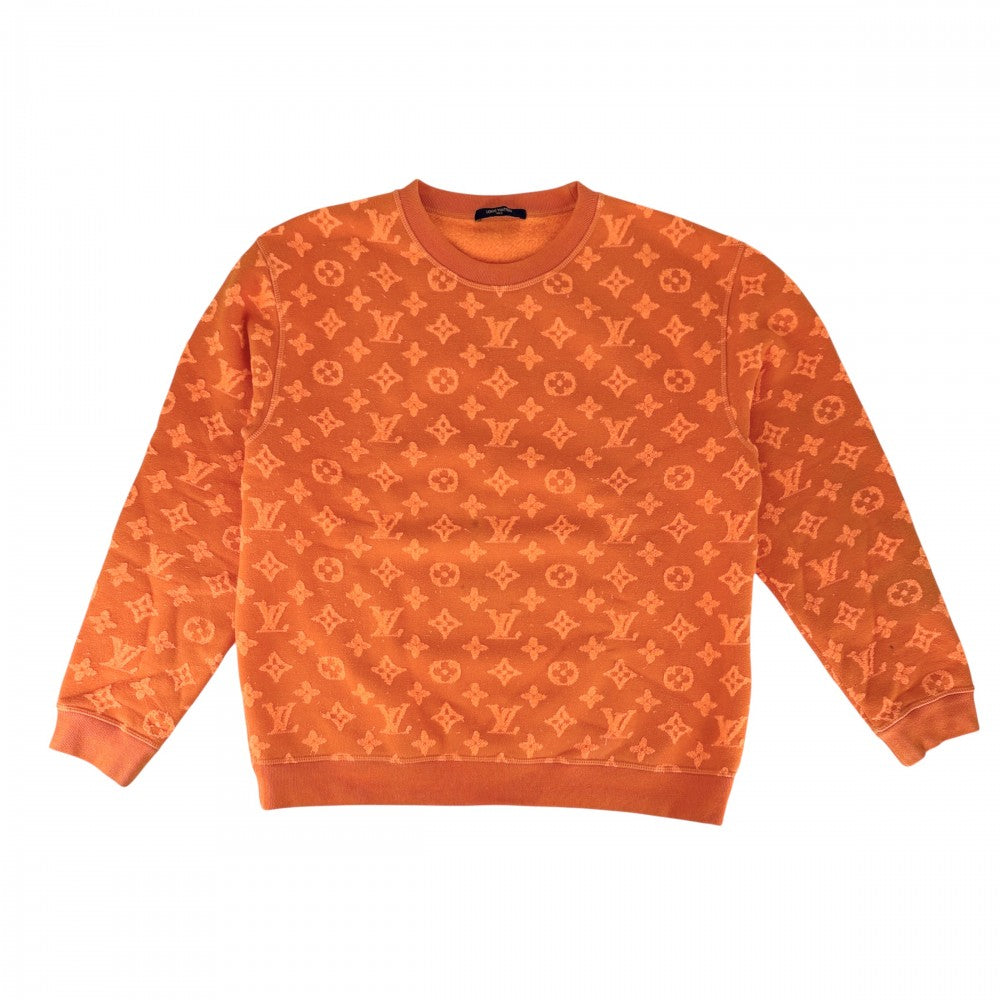 LOUIS VUITTON ルイヴィトン スウェット モノグラム ジャガード トップス クルーネック トレーナー 長袖 アパレル 服 L オレンジ 秋 冬 コットン アクリル ウール メンズ【中古品】