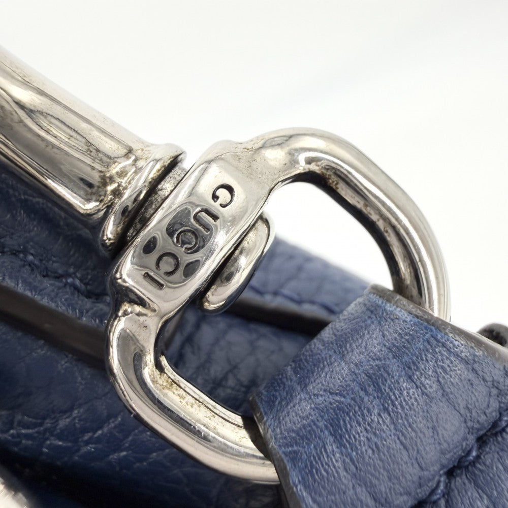 GUCCI グッチ ショルダーバッグ ジャンボGG スモールメッセンジャーバッグ 2WAY セカンドバッグ クラッチバッグ 761747 レザー ブルー 青 シルバー金具 メンズ【中古品】