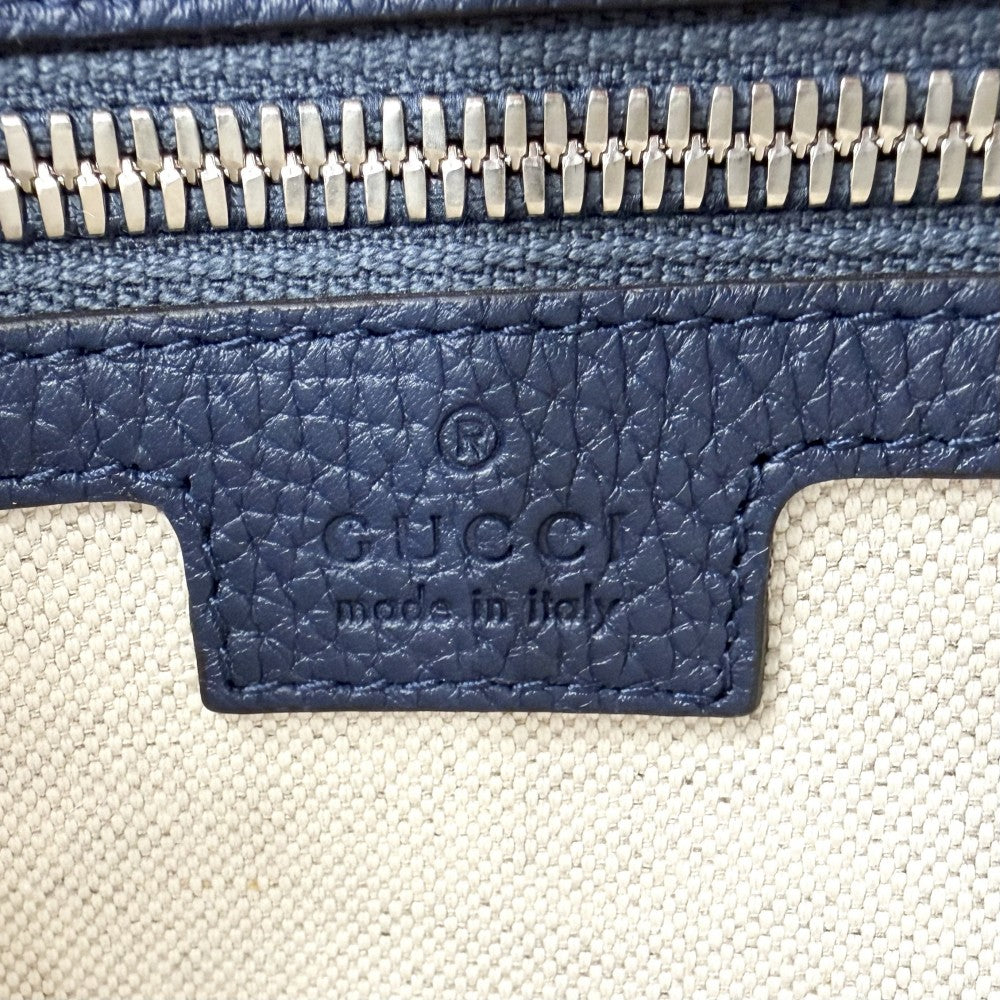GUCCI グッチ ショルダーバッグ ジャンボGG スモールメッセンジャーバッグ 2WAY セカンドバッグ クラッチバッグ 761747 レザー ブルー 青 シルバー金具 メンズ【中古品】