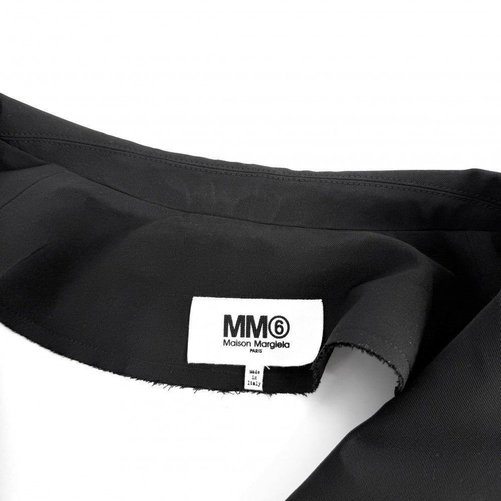 【秋物特集】 MAISON MARGIELA メゾンマルジェラ ベスト メゾンマルジェラ ロングノースリーブジャケット バックホールベスト ジレ 40 ブラック 黒 春 秋 ポリエステル レーヨン ポリウレタン レディース【中古品】