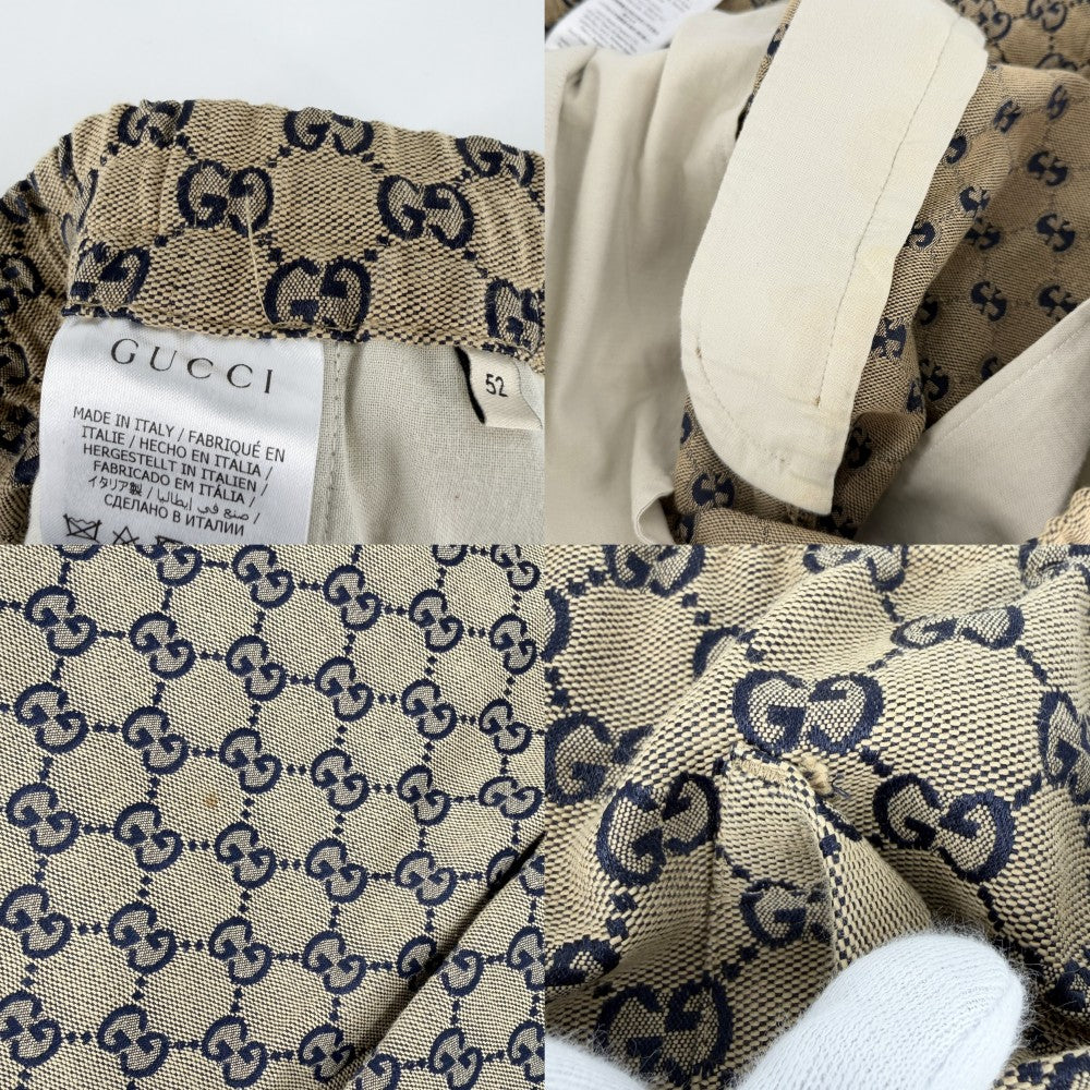 GUCCI グッチ パンツ インターロッキングG GG ボトムス 52 658090 ブラウン 茶 ネイビー 紺 コットン ポリエステル メンズ【中古品】