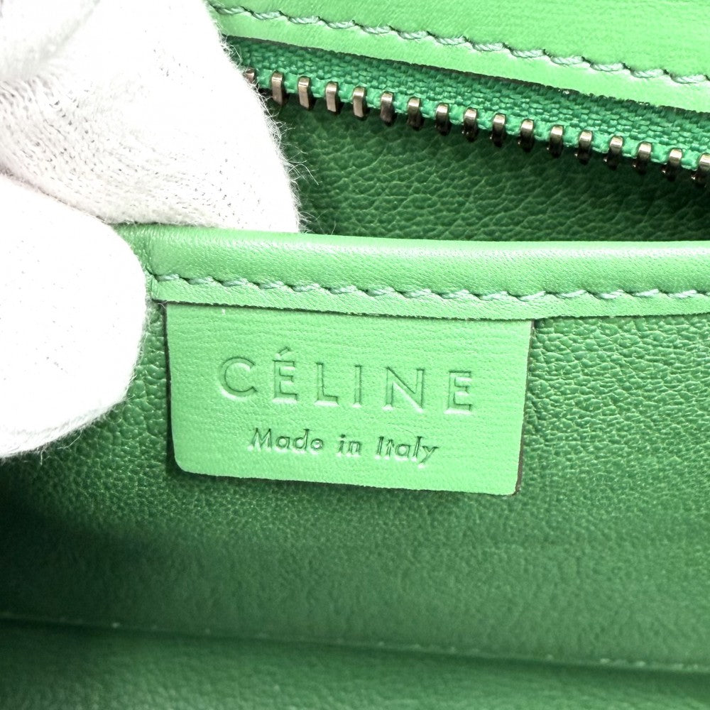 【開店SALE】 CELINE セリーヌ 2WAY ラゲージ ナノ ハンドバッグ ショルダーバッグ レザー グリーン 緑 ゴールド金具 レディース【中古品】