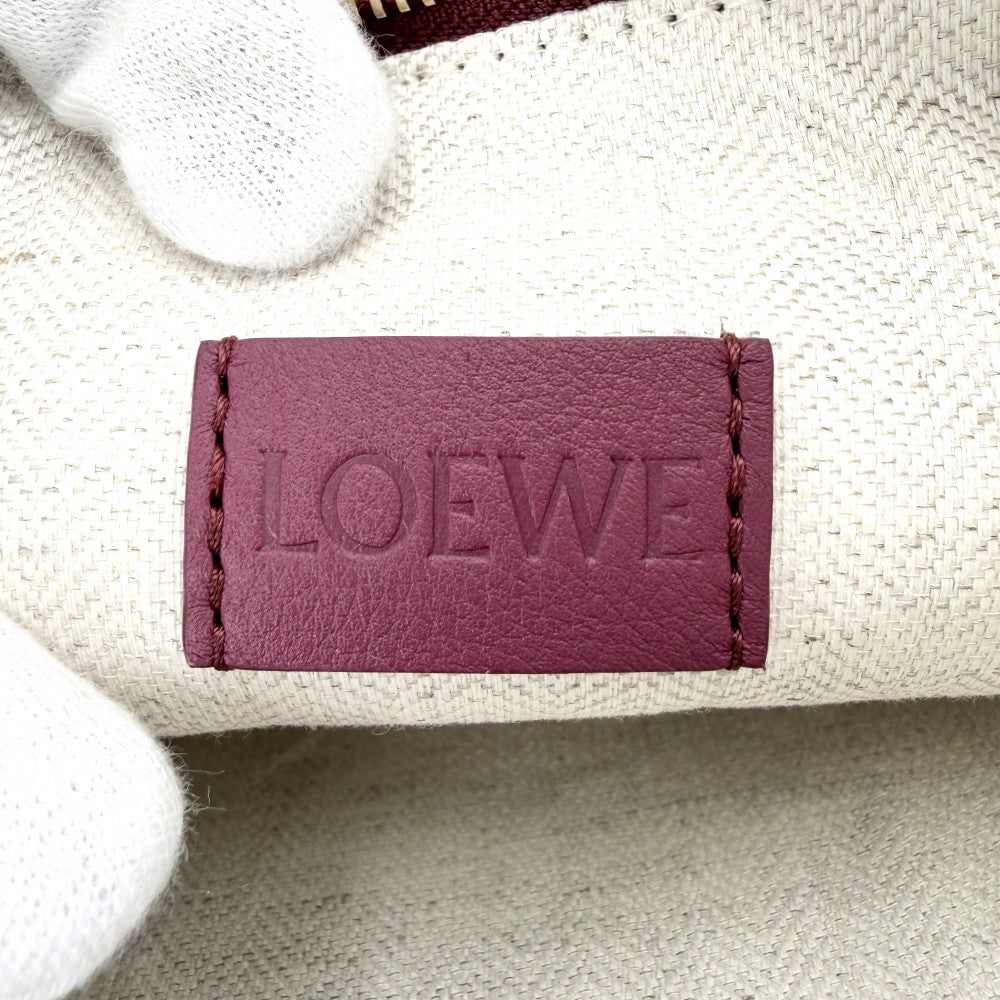 LOEWE ロエベ クラッチバッグ オブロング ポーチ セカンドバッグ ポーチ プライ クリムゾン Q730C63X01 レザー ボルドー ゴールド金具 レディース【中古品】