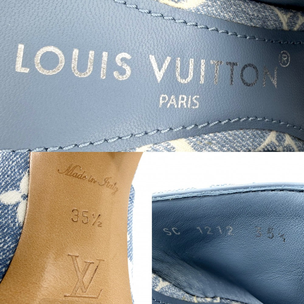 LOUIS VUITTON ルイヴィトン サンダル モノグラムデニム シルエットライン ミュール 35 1/2サイズ 約23cm ブルー 青 レディース【中古品】