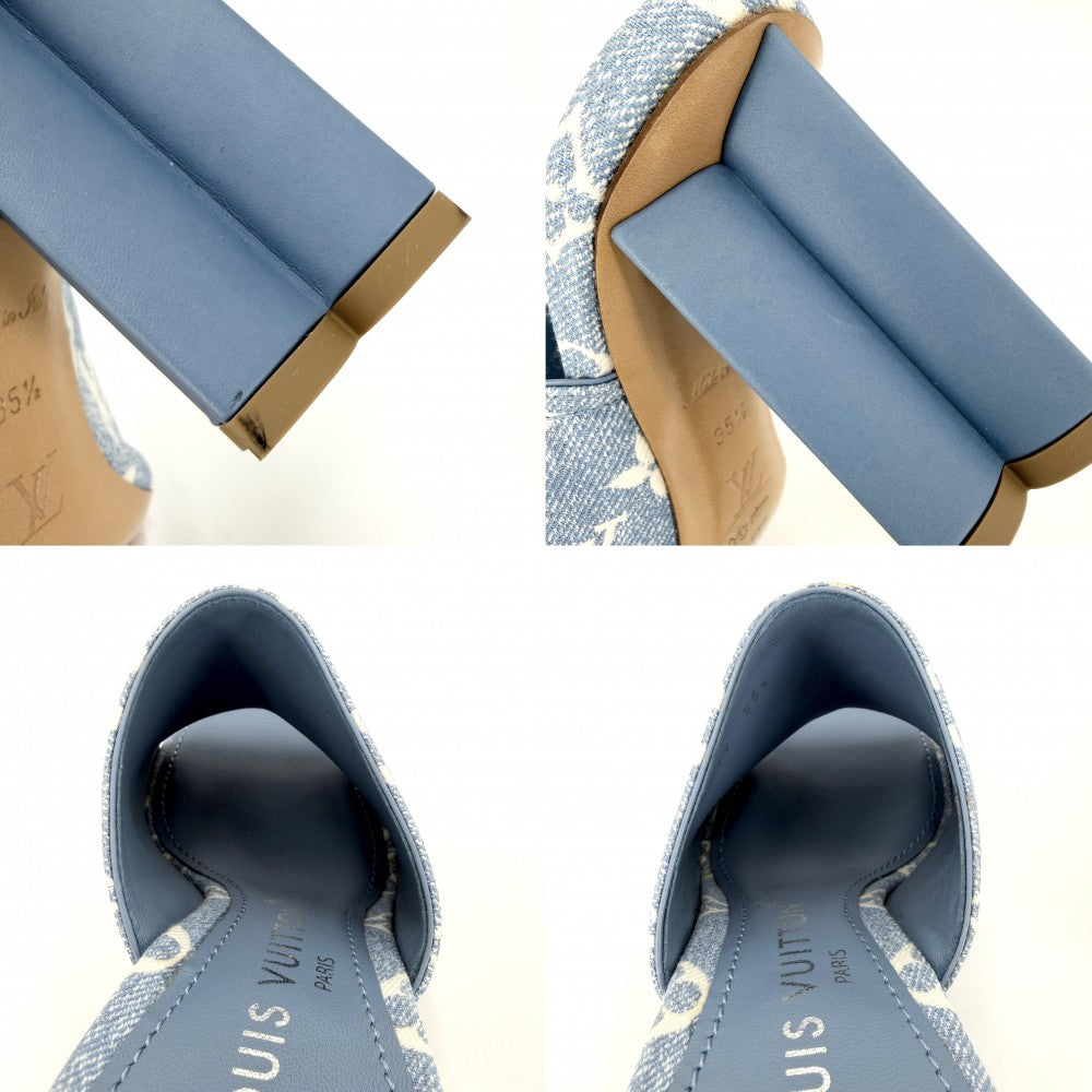 LOUIS VUITTON ルイヴィトン サンダル モノグラムデニム シルエットライン ミュール 35 1/2サイズ 約23cm ブルー 青 レディース【中古品】