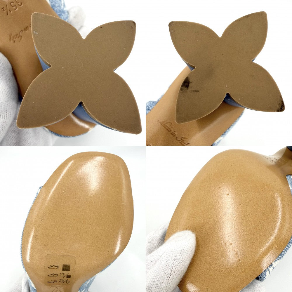 LOUIS VUITTON ルイヴィトン サンダル モノグラムデニム シルエットライン ミュール 35 1/2サイズ 約23cm ブルー 青 レディース【中古品】