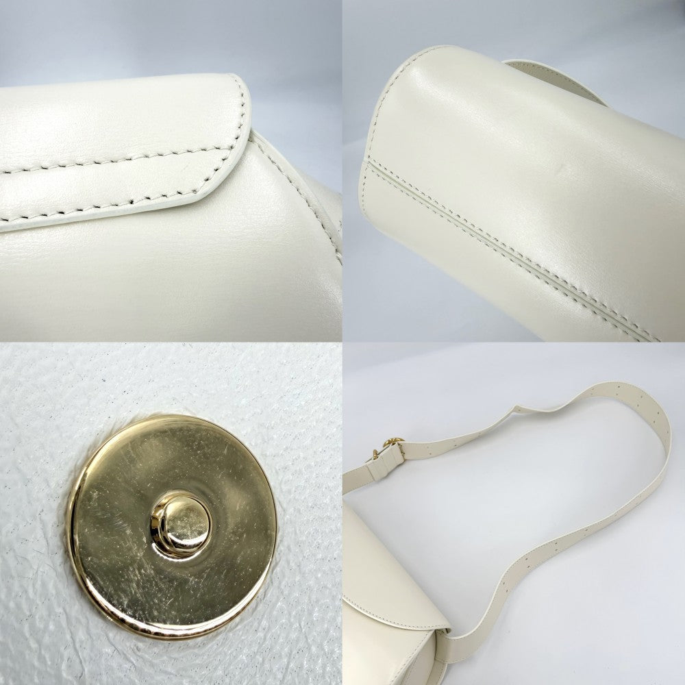 JIL SANDER ジルサンダー ショルダーバッグ カンノーロスモール Cannolo ホワイト レザー エッグシェル ゴールド金具 レディース【中古品】