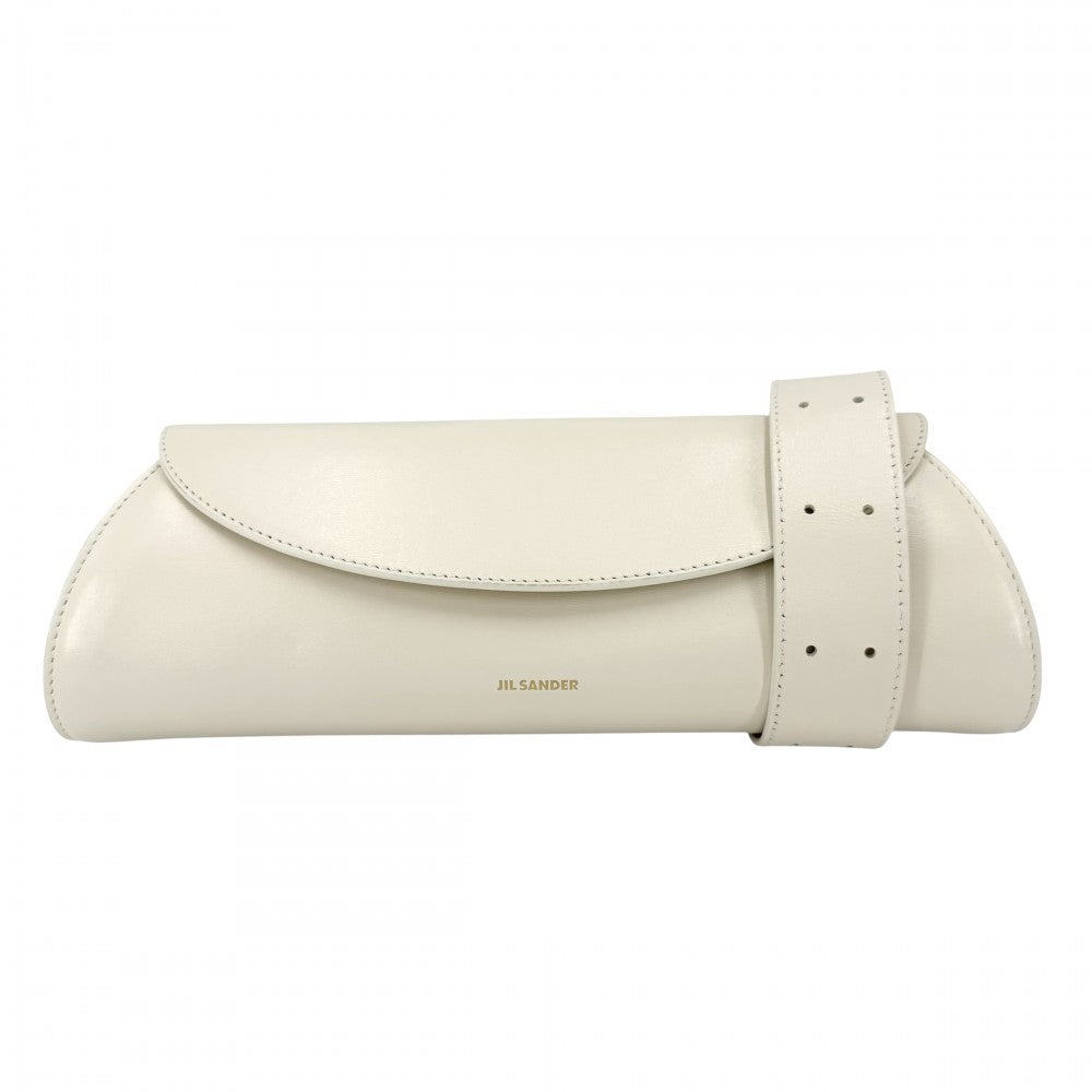 JIL SANDER ジルサンダー ショルダーバッグ カンノーロスモール Cannolo ホワイト レザー エッグシェル ゴールド金具 レディース【中古品】
