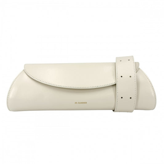 JIL SANDER ジルサンダー ショルダーバッグ カンノーロスモール Cannolo ホワイト レザー エッグシェル ゴールド金具 レディース【中古品】