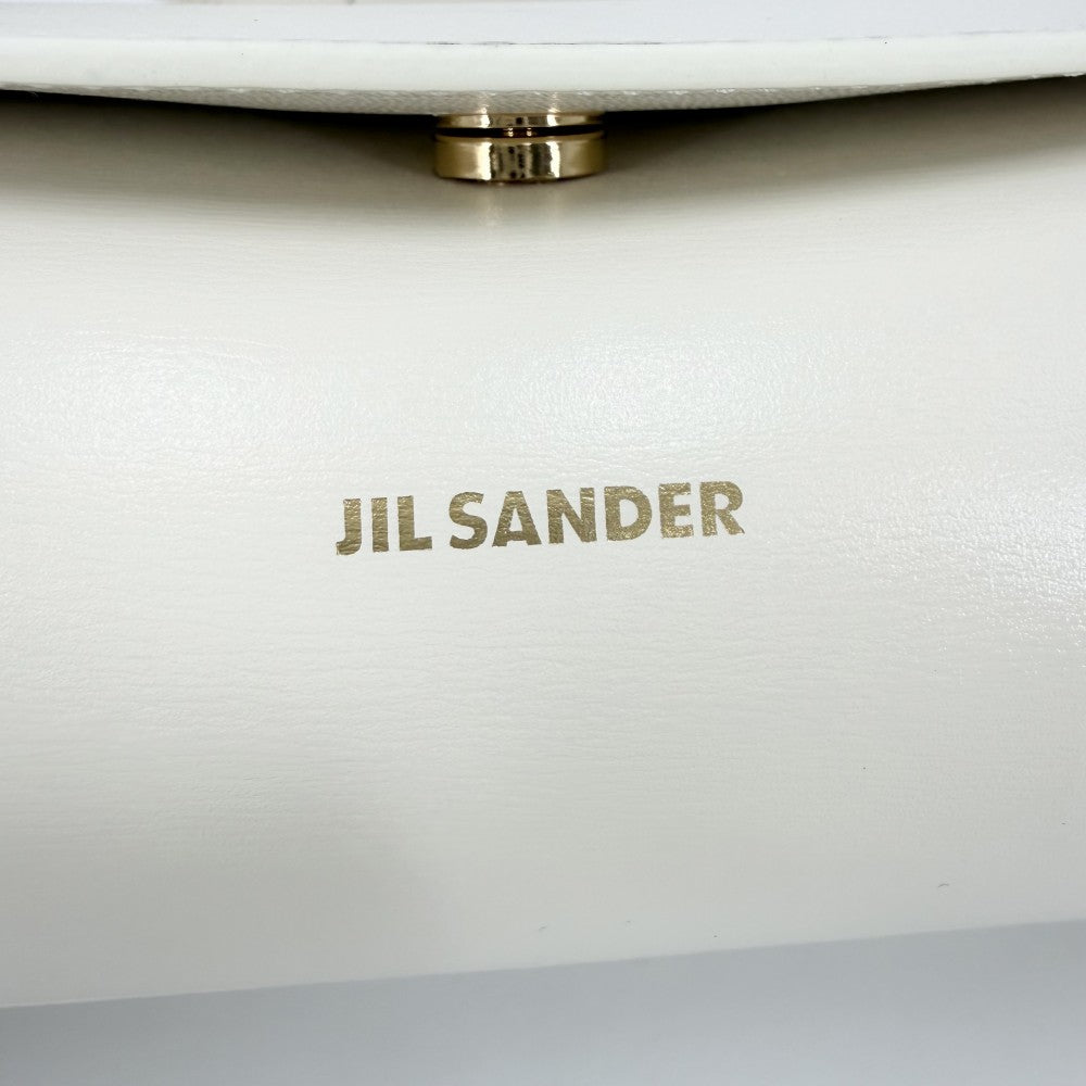 JIL SANDER ジルサンダー ショルダーバッグ カンノーロスモール Cannolo ホワイト レザー エッグシェル ゴールド金具 レディース【中古品】