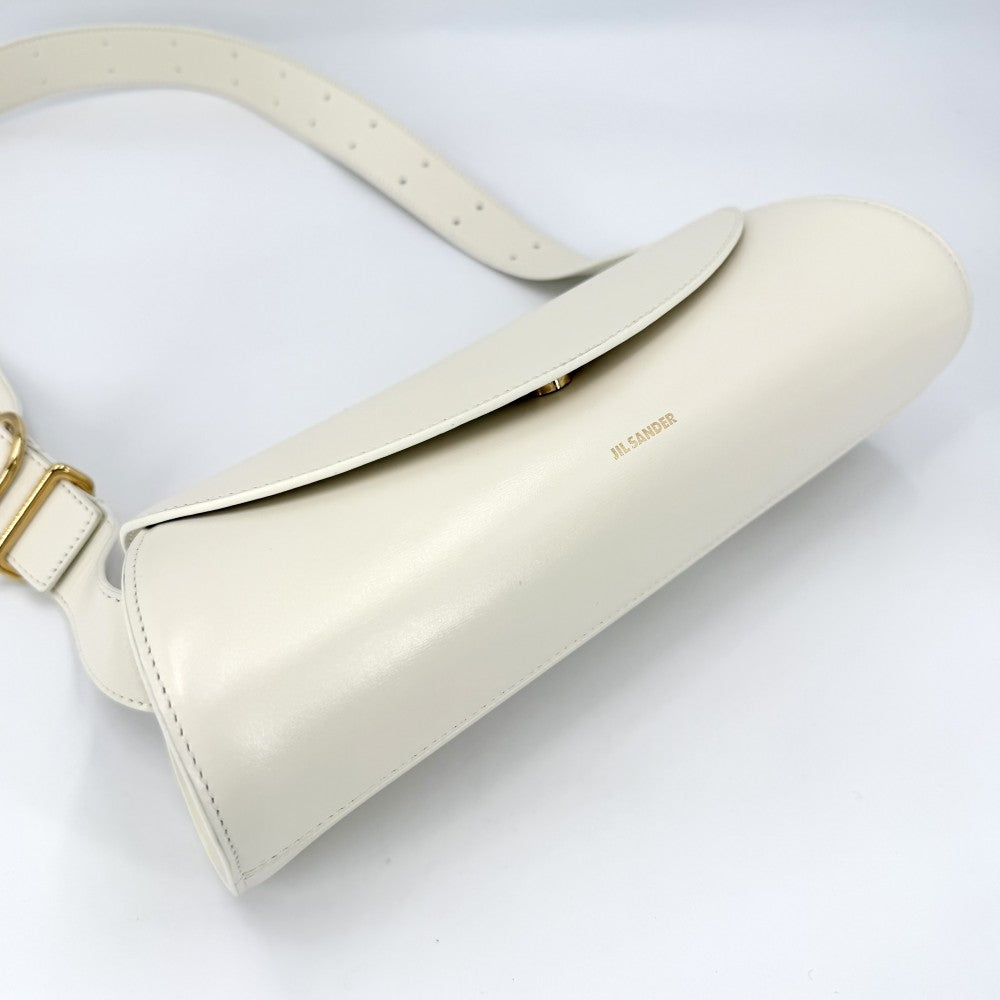 JIL SANDER ジルサンダー ショルダーバッグ カンノーロスモール Cannolo ホワイト レザー エッグシェル ゴールド金具 レディース【中古品】