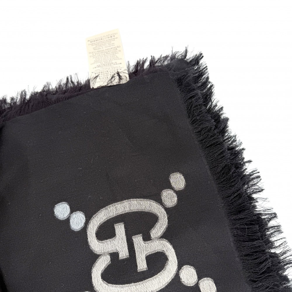 GUCCI グッチ ストール GG 総柄 スカーフ ファッションアイテム 694813 コットン シルク カシミヤ ブラック 黒 マルチカラー レディース【中古品】