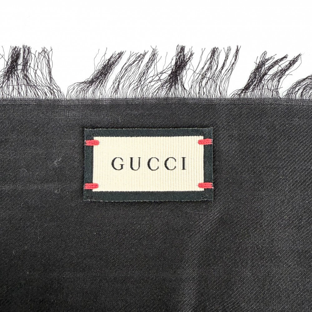 GUCCI グッチ ストール GG 総柄 スカーフ ファッションアイテム 694813 コットン シルク カシミヤ ブラック 黒 マルチカラー レディース【中古品】