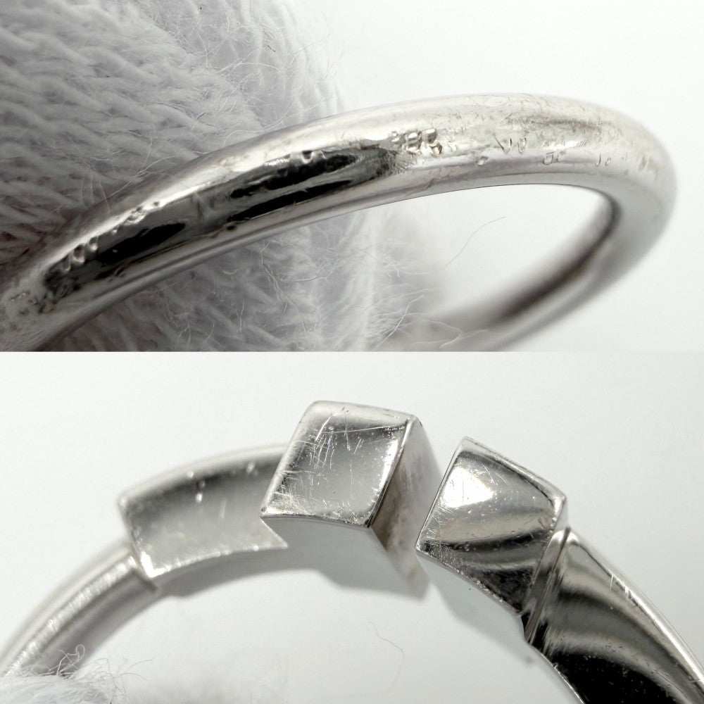 【開店SALE】 TIFFANY&Co. ティファニー 指輪 ティファニーT Tワイヤーリング ジュエリー 18金WG Au750 K18ホワイトゴールド ダイヤモンド0.07ct 約9号 64028146 ブルー 青 シルバー レディース 約4.4g【中古品】