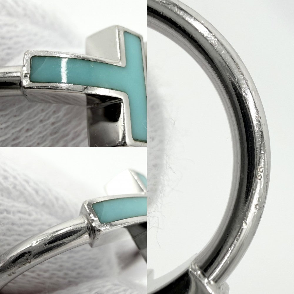 【開店SALE】 TIFFANY&Co. ティファニー 指輪 ティファニーT Tワイヤーリング ジュエリー 18金WG Au750 K18ホワイトゴールド ダイヤモンド0.07ct 約9号 64028146 ブルー 青 シルバー レディース 約4.4g【中古品】