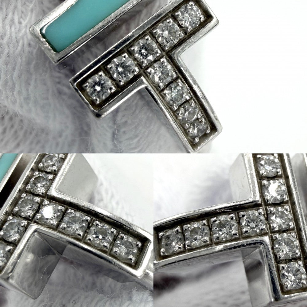 【開店SALE】 TIFFANY&Co. ティファニー 指輪 ティファニーT Tワイヤーリング ジュエリー 18金WG Au750 K18ホワイトゴールド ダイヤモンド0.07ct 約9号 64028146 ブルー 青 シルバー レディース 約4.4g【中古品】