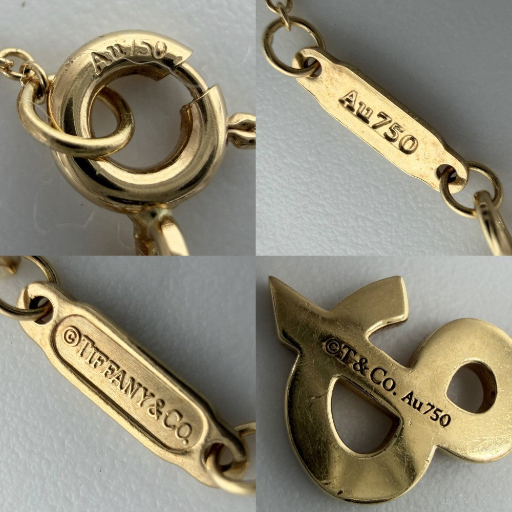 TIFFANY&Co. ティファニー ネックレス アンパサンド ジュエリー アクセサリー 18金YG Au750 K18イエローゴールド ダイヤモンド レディース 約2.4g【中古品】