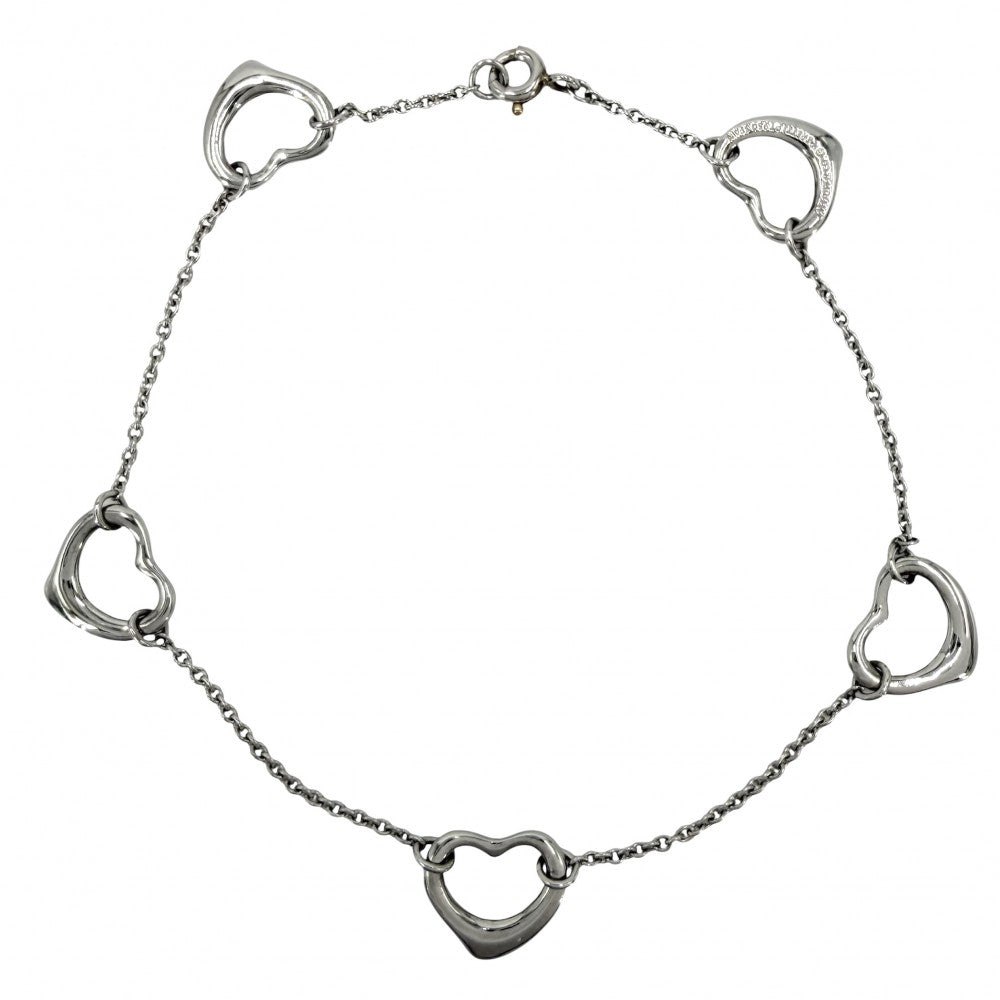 【開店SALE】 TIFFANY&Co. ティファニー ブレスレット エルサ・ペレッティ オープンハート 5P アクセサリー ジュエリー Pt950プラチナ レディース 約7.3g【中古品】