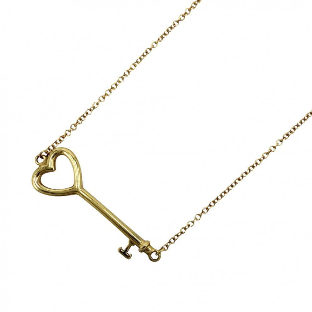 【開店SALE】 TIFFANY&Co. ティファニー ネックレス ハート キー キーモチーフ ジュエリー アクセサリー 18金YG Au750 K18イエローゴールド レディース 約2.4g【中古品】