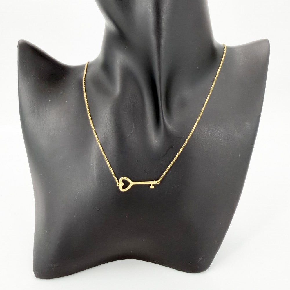 【開店SALE】 TIFFANY&Co. ティファニー ネックレス ハート キー キーモチーフ ジュエリー アクセサリー 18金YG Au750 K18イエローゴールド レディース 約2.4g【中古品】