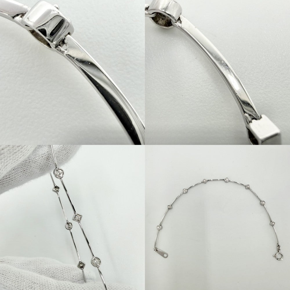 【開店SALE】 TASAKI タサキ ブレスレット ステーション アクセサリー ジュエリー 18金WG Au750 K18ホワイトゴールド ダイヤモンド0.13ct レディース 約4.0g【中古品】