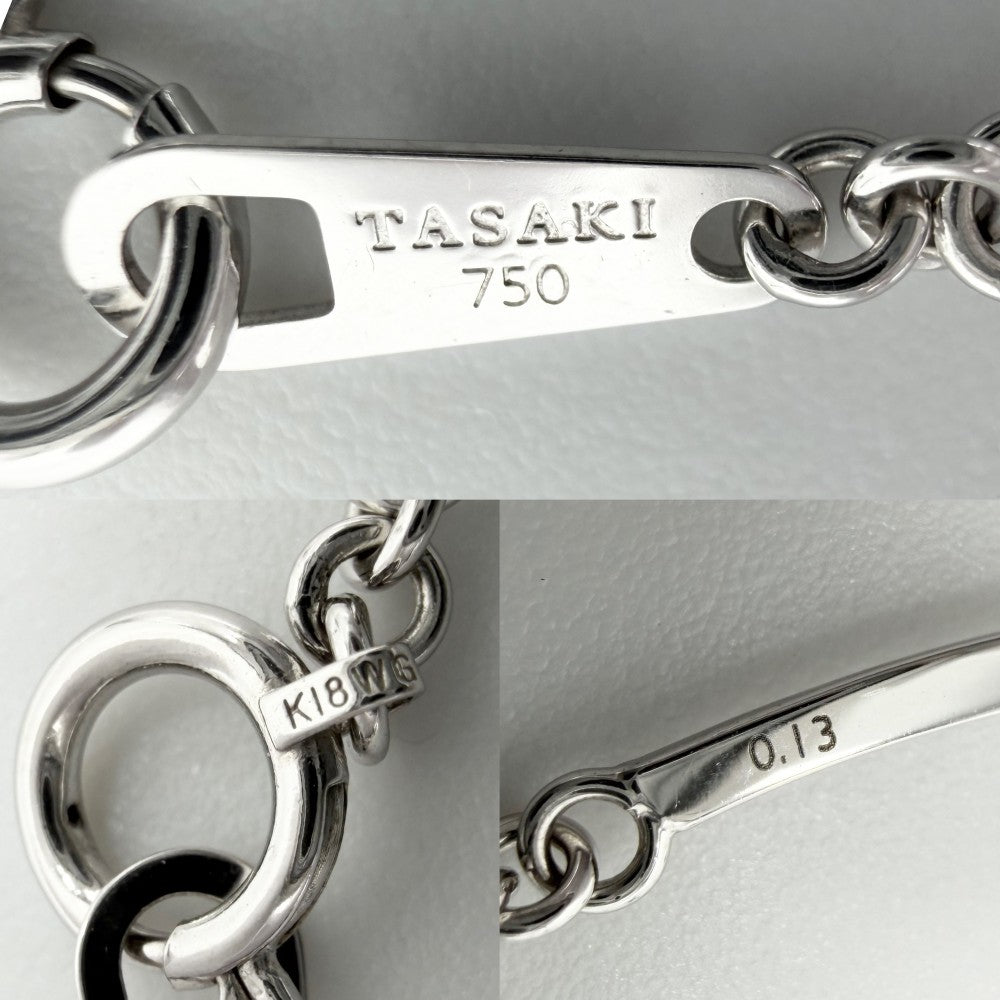 【開店SALE】 TASAKI タサキ ブレスレット ステーション アクセサリー ジュエリー 18金WG Au750 K18ホワイトゴールド ダイヤモンド0.13ct レディース 約4.0g【中古品】