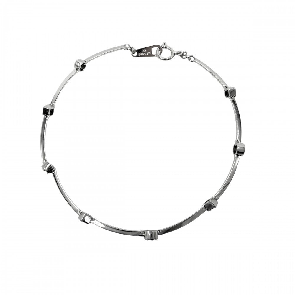 【開店SALE】 TASAKI タサキ ブレスレット ステーション アクセサリー ジュエリー 18金WG Au750 K18ホワイトゴールド ダイヤモンド0.13ct レディース 約4.0g【中古品】