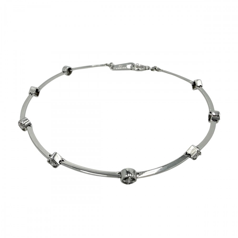 【開店SALE】 TASAKI タサキ ブレスレット ステーション アクセサリー ジュエリー 18金WG Au750 K18ホワイトゴールド ダイヤモンド0.13ct レディース 約4.0g【中古品】