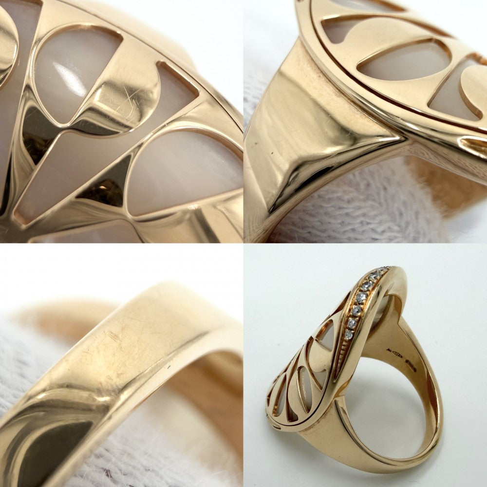 【開店SALE】 BVLGARI ブルガリ 指輪 インタルシオ リング ジュエリー アクセサリー 18金PG Au750 57サイズ K18ピンクゴールド シェル ダイヤモンド 約17号 レディース 約13.7g【中古品】