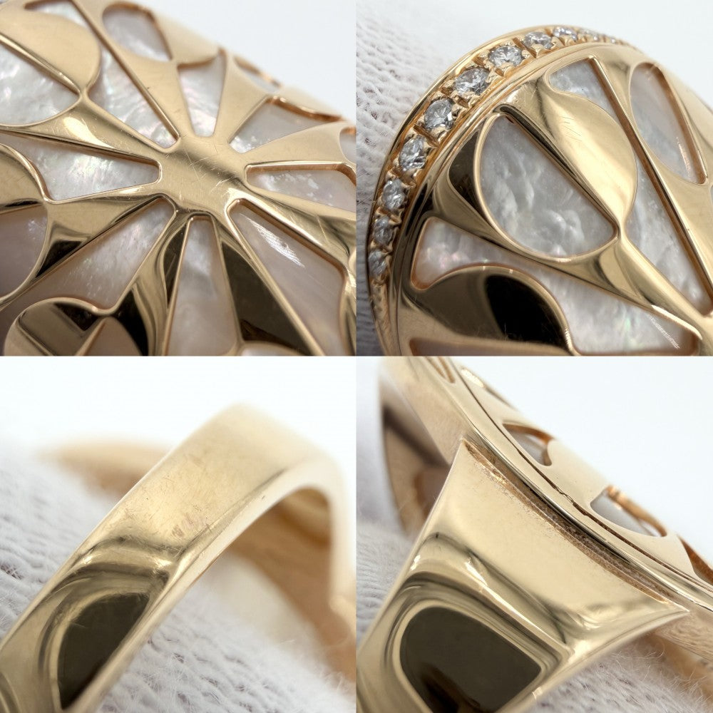【開店SALE】 BVLGARI ブルガリ 指輪 インタルシオ リング ジュエリー アクセサリー 18金PG Au750 57サイズ K18ピンクゴールド シェル ダイヤモンド 約17号 レディース 約13.7g【中古品】