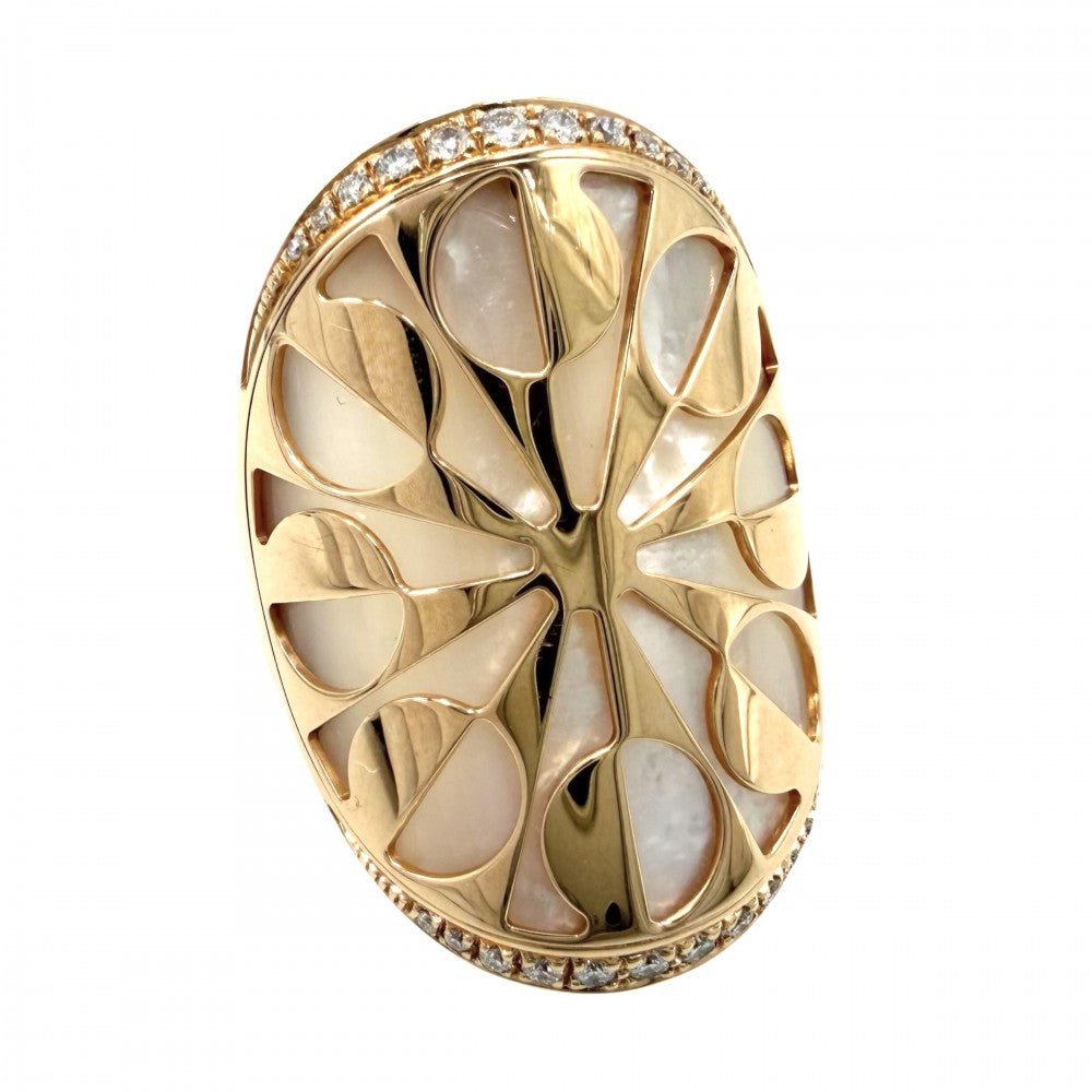 【開店SALE】 BVLGARI ブルガリ 指輪 インタルシオ リング ジュエリー アクセサリー 18金PG Au750 57サイズ K18ピンクゴールド シェル ダイヤモンド 約17号 レディース 約13.7g【中古品】