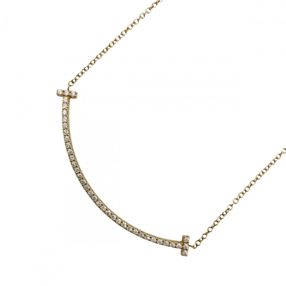TIFFANY&Co. ティファニー ネックレス Tスマイル スモール ペンダント ジュエリー アクセサリー 18金YG Au750 K18イエローゴールド ダイヤモンド レディース 約2.2g【中古品】