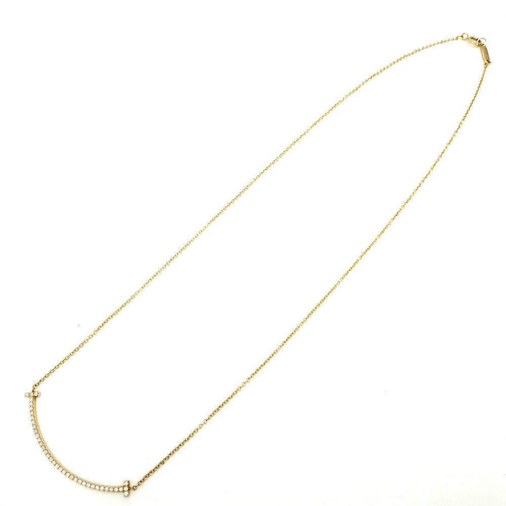 TIFFANY&Co. ティファニー ネックレス Tスマイル スモール ペンダント ジュエリー アクセサリー 18金YG Au750 K18イエローゴールド ダイヤモンド レディース 約2.2g【中古品】